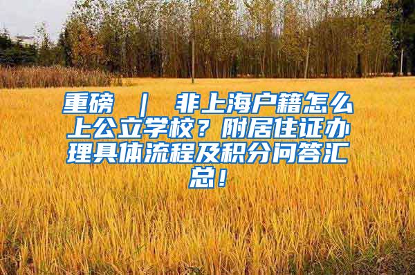 重磅 ｜ 非上海户籍怎么上公立学校？附居住证办理具体流程及积分问答汇总！