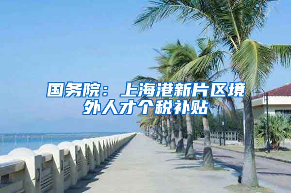 国务院：上海港新片区境外人才个税补贴