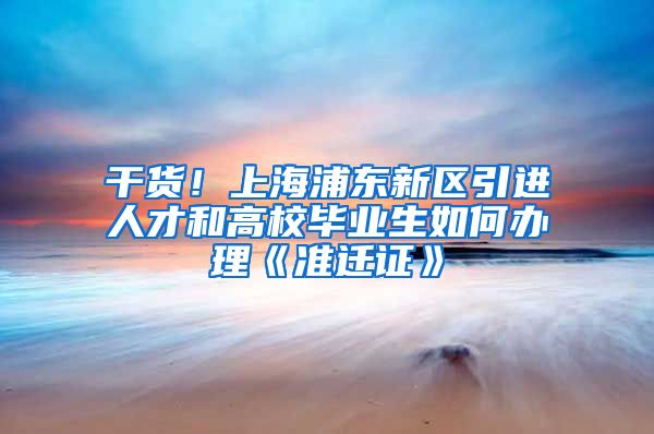 干货！上海浦东新区引进人才和高校毕业生如何办理《准迁证》