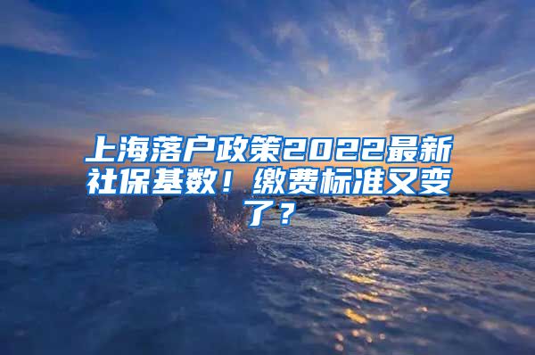 上海落户政策2022最新社保基数！缴费标准又变了？