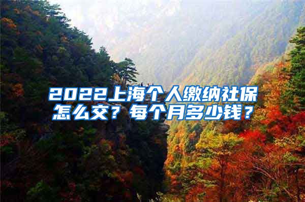 2022上海个人缴纳社保怎么交？每个月多少钱？