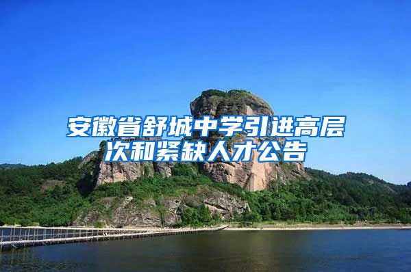 安徽省舒城中学引进高层次和紧缺人才公告