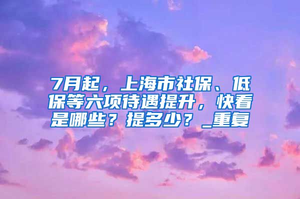 7月起，上海市社保、低保等六项待遇提升，快看是哪些？提多少？_重复