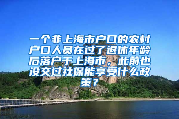 一个非上海市户口的农村户口人员在过了退休年龄后落户于上海市，此前也没交过社保能享受什么政策？