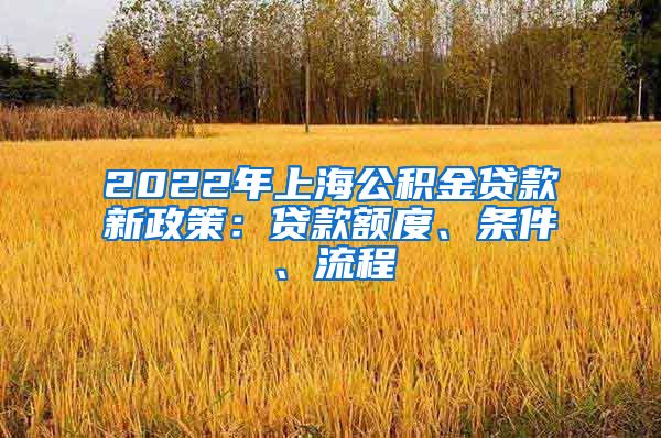 2022年上海公积金贷款新政策：贷款额度、条件、流程