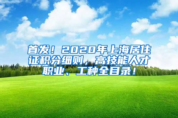 首发！2020年上海居住证积分细则，高技能人才职业、工种全目录！