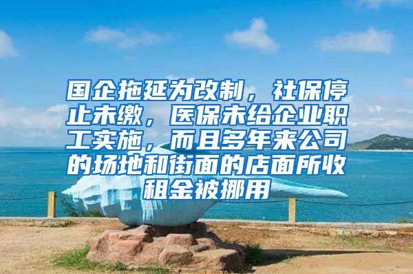 国企拖延为改制，社保停止未缴，医保未给企业职工实施，而且多年来公司的场地和街面的店面所收租金被挪用