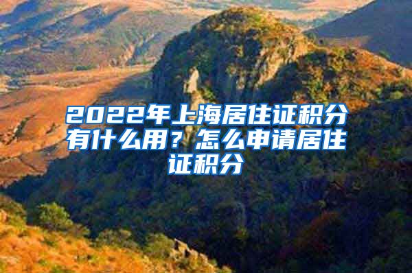 2022年上海居住证积分有什么用？怎么申请居住证积分