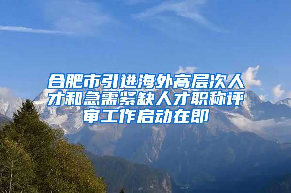 合肥市引进海外高层次人才和急需紧缺人才职称评审工作启动在即