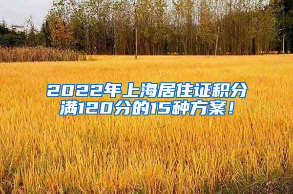 2022年上海居住证积分满120分的15种方案！