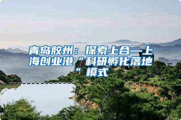 青岛胶州：探索上合—上海创业港“科研孵化落地”模式