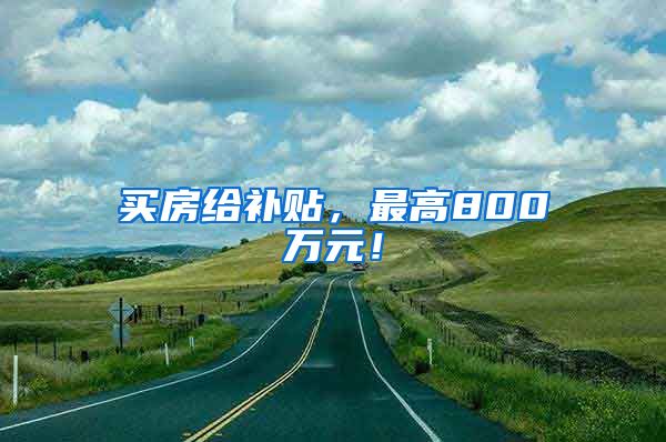 买房给补贴，最高800万元！