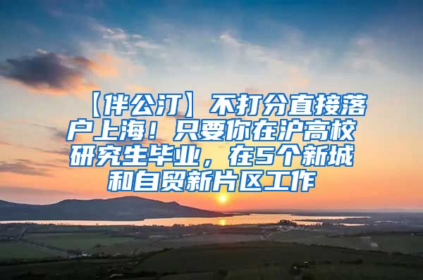 【伴公汀】不打分直接落户上海！只要你在沪高校研究生毕业，在5个新城和自贸新片区工作