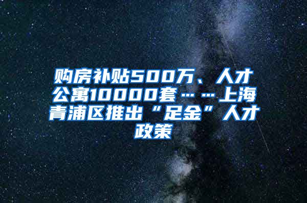 购房补贴500万、人才公寓10000套……上海青浦区推出“足金”人才政策