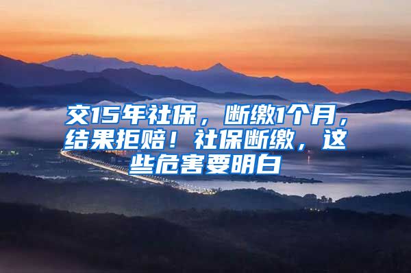 交15年社保，断缴1个月，结果拒赔！社保断缴，这些危害要明白