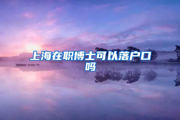 上海在职博士可以落户口吗