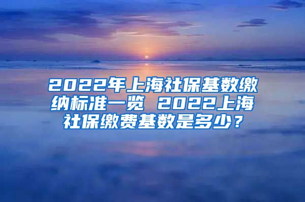 2022年上海社保基数缴纳标准一览 2022上海社保缴费基数是多少？