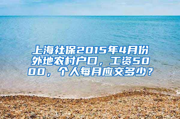 上海社保2015年4月份外地农村户口，工资5000，个人每月应交多少？