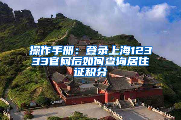 操作手册：登录上海12333官网后如何查询居住证积分