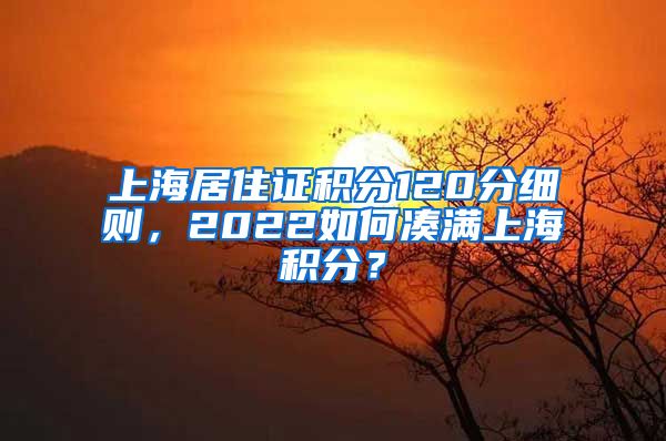 上海居住证积分120分细则，2022如何凑满上海积分？