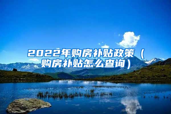 2022年购房补贴政策（购房补贴怎么查询）