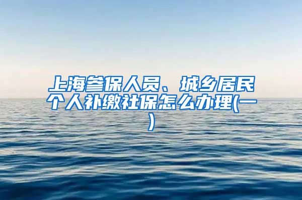 上海参保人员、城乡居民个人补缴社保怎么办理(一)