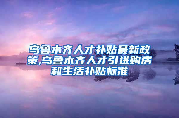 乌鲁木齐人才补贴最新政策,乌鲁木齐人才引进购房和生活补贴标准