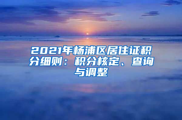 2021年杨浦区居住证积分细则：积分核定、查询与调整