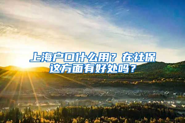 上海户口什么用？在社保这方面有好处吗？