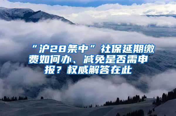 “沪28条中”社保延期缴费如何办、减免是否需申报？权威解答在此→