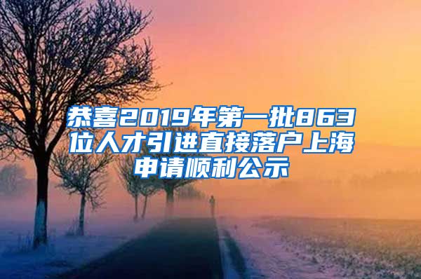 恭喜2019年第一批863位人才引进直接落户上海申请顺利公示