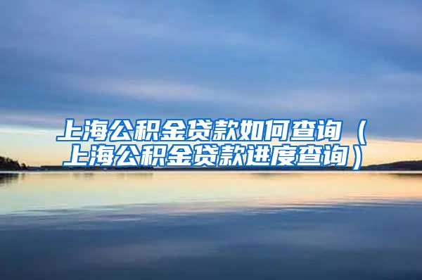 上海公积金贷款如何查询（上海公积金贷款进度查询）