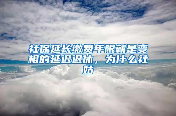 社保延长缴费年限就是变相的延迟退休，为什么社姑