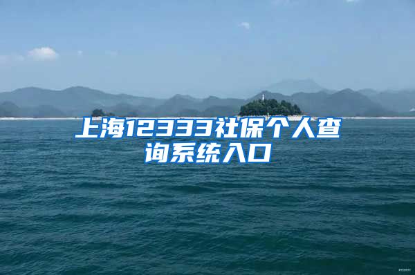上海12333社保个人查询系统入口