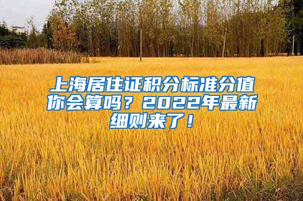 上海居住证积分标准分值你会算吗？2022年最新细则来了！