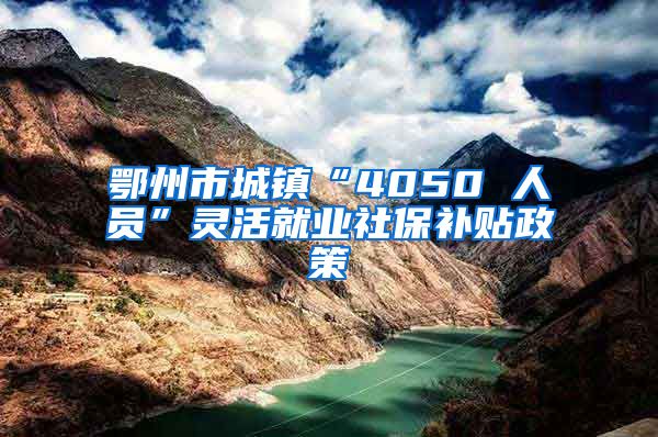 鄂州市城镇“4050 人员”灵活就业社保补贴政策