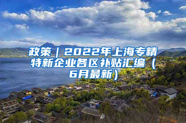 政策｜2022年上海专精特新企业各区补贴汇编（6月最新）