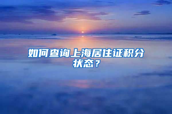 如何查询上海居住证积分状态？