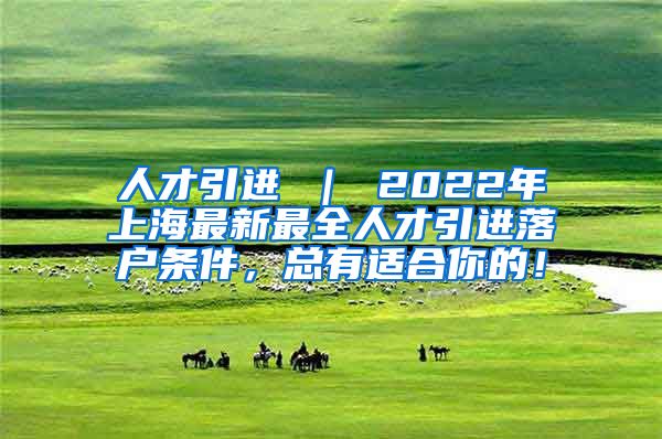 人才引进 ｜ 2022年上海最新最全人才引进落户条件，总有适合你的！