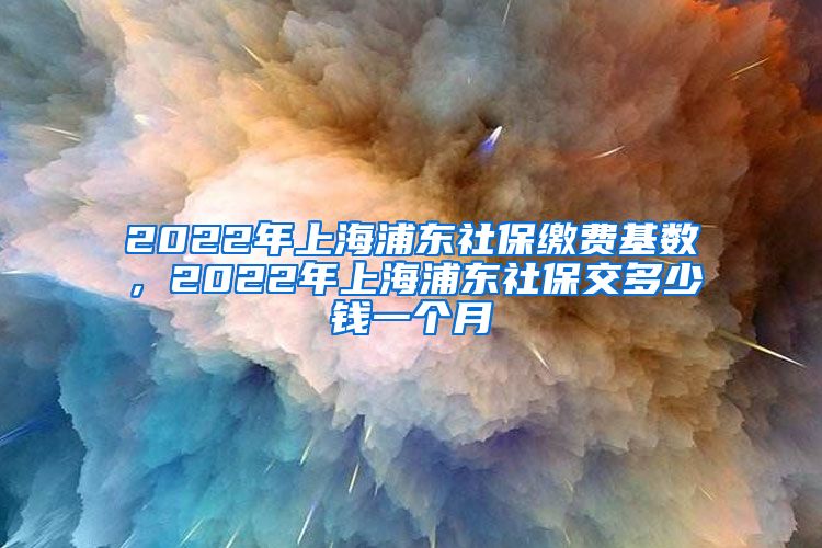 2022年上海浦东社保缴费基数，2022年上海浦东社保交多少钱一个月