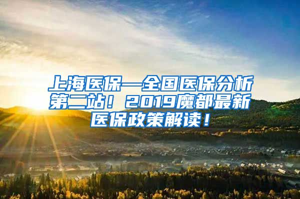 上海医保—全国医保分析第二站！2019魔都最新医保政策解读！