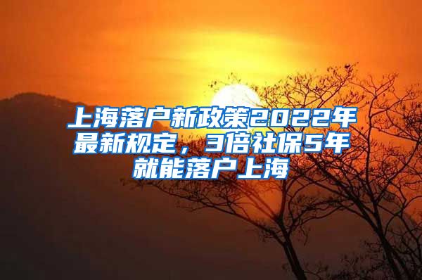 上海落户新政策2022年最新规定，3倍社保5年就能落户上海