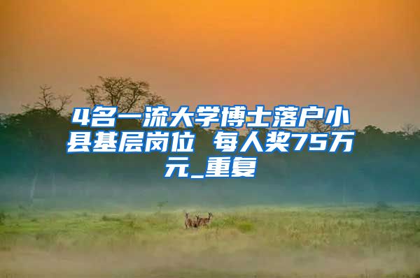 4名一流大学博士落户小县基层岗位 每人奖75万元_重复