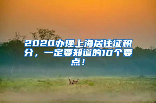 2020办理上海居住证积分，一定要知道的10个要点！