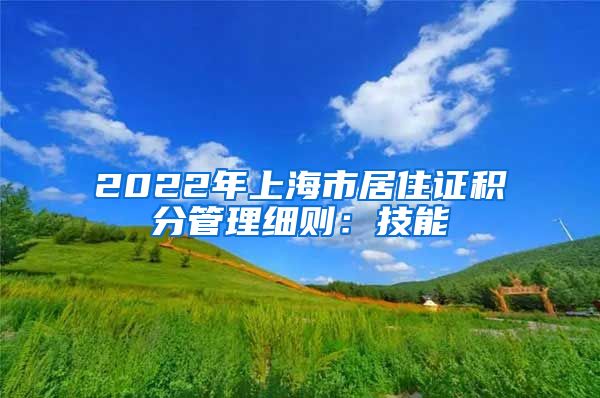 2022年上海市居住证积分管理细则：技能