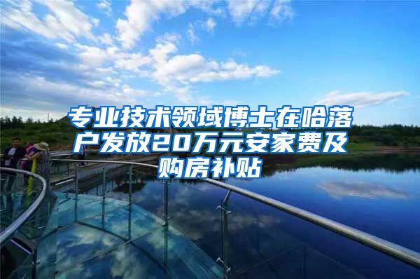 专业技术领域博士在哈落户发放20万元安家费及购房补贴