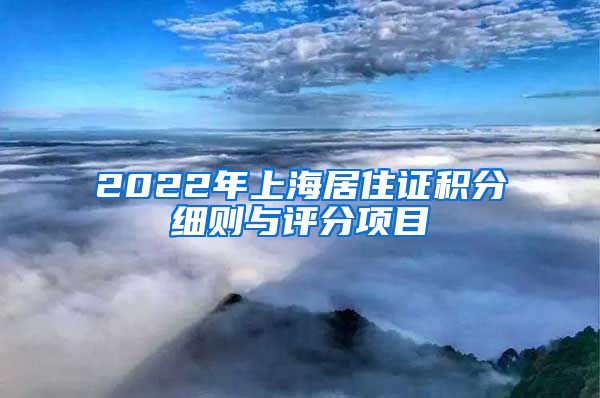 2022年上海居住证积分细则与评分项目