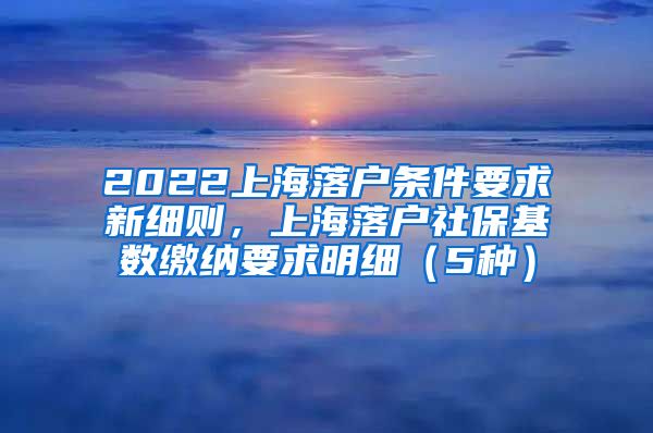 2022上海落户条件要求新细则，上海落户社保基数缴纳要求明细（5种）