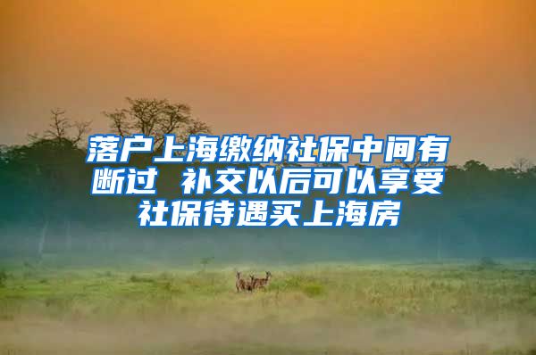 落户上海缴纳社保中间有断过 补交以后可以享受社保待遇买上海房