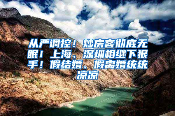 从严调控！炒房客彻底无眠！上海、深圳相继下狠手！假结婚、假离婚统统凉凉